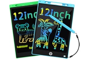 DIRRELO LCD Writing Tablet for Kids, Toddler Toys 2Pck Drawing Tablet Doodle Board 12 inch Writing Pad Drawing Tablet, Travel Essentials Learning Games Boys Girls Gifts Age 3-5 6-8 9-12 Year Old, Blue+Green