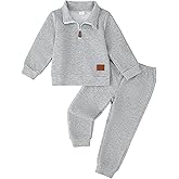 Rosibel Toddler Boy Clothes Outfits Long Sleeve Solid Sweatshirt and Pants 2 Piece Boys Fall Winter Sweatsuit Set 2-8T