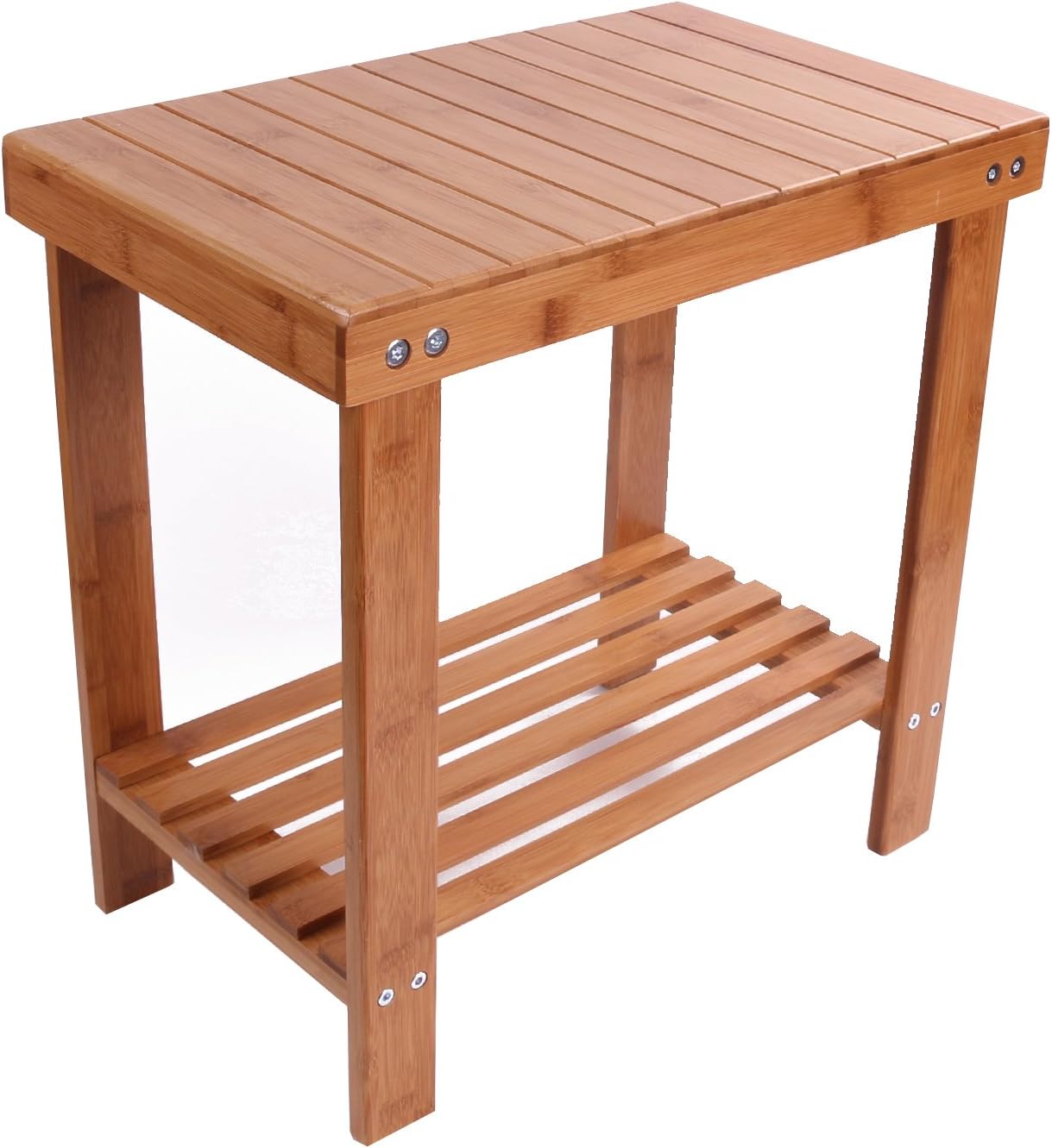 Utoplike Bamboo Bathtub Shower Seat Bench/Stool with Storage Shelf and Non-Slip Rubber Feet Indoor and Outdoor Bench