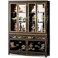 ChinaFurnitureOnline 60in Black Lacquer Chinoiserie Oriental China Cabinet