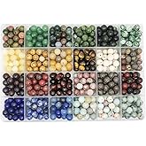 500pcs 8mm Natural Round Gemstone Beads Hole Size 1mm DIY Smooth Beads for Bracelet Necklace Earrings Jewelry Making,Box Packed (24 Material-4,8mm)