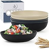 Wrova 10inch Wheat Straw Big Bowls Set of 6 - Large Salad Bowls 65oz - Unbreakable Serving Bowls Microwave & Dishwasher Safe for restaurant - Big Plastic Bowls for Cereal,Salad - Classic Series