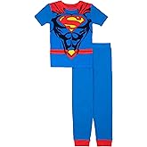 Superman Boys' 2-piece Snug-fit Cotton Short-Sleeve Matching Pajama Set, Soft & Cute for Kids