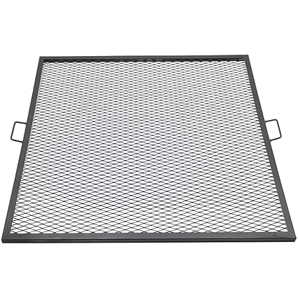 Sunnydaze X Marks 40 Inch Square Fire Pit Cooking Grill Sunnydaze