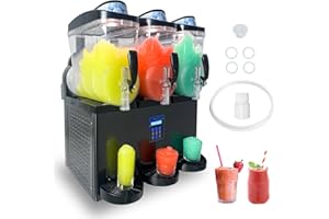 FSKEKU Commercial Slushy Machine, 45L (Triple 15L Tanks), 1200W, 180 Cups Stainless Steel - High-Volume Frozen Drink/Margarita Maker for Restaurants, Bars & Events
