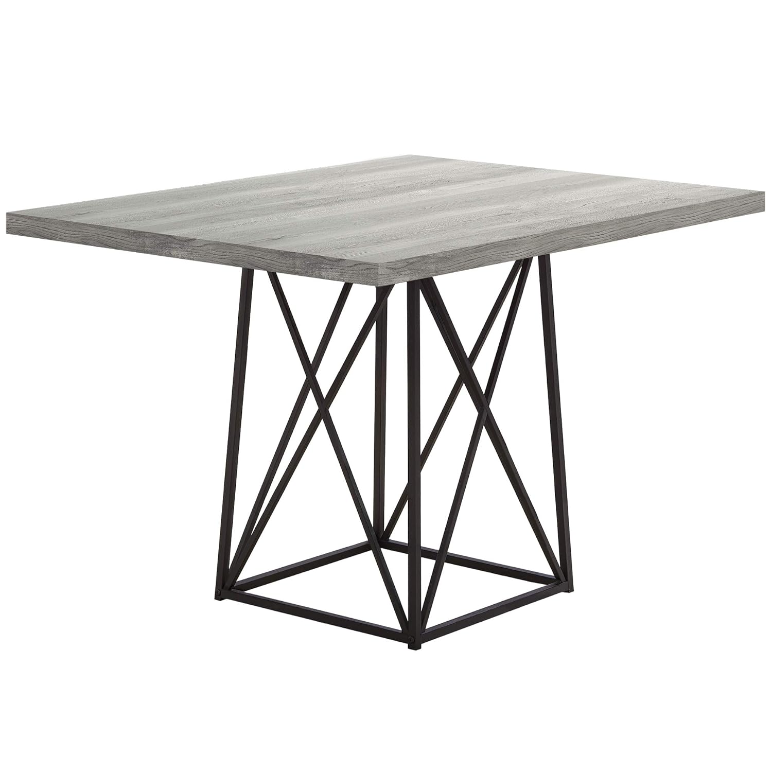 Monarch Specialties 1108 Dining Table Metal, 36" x 48", Grey Reclaimed Wood-Look/Black Base