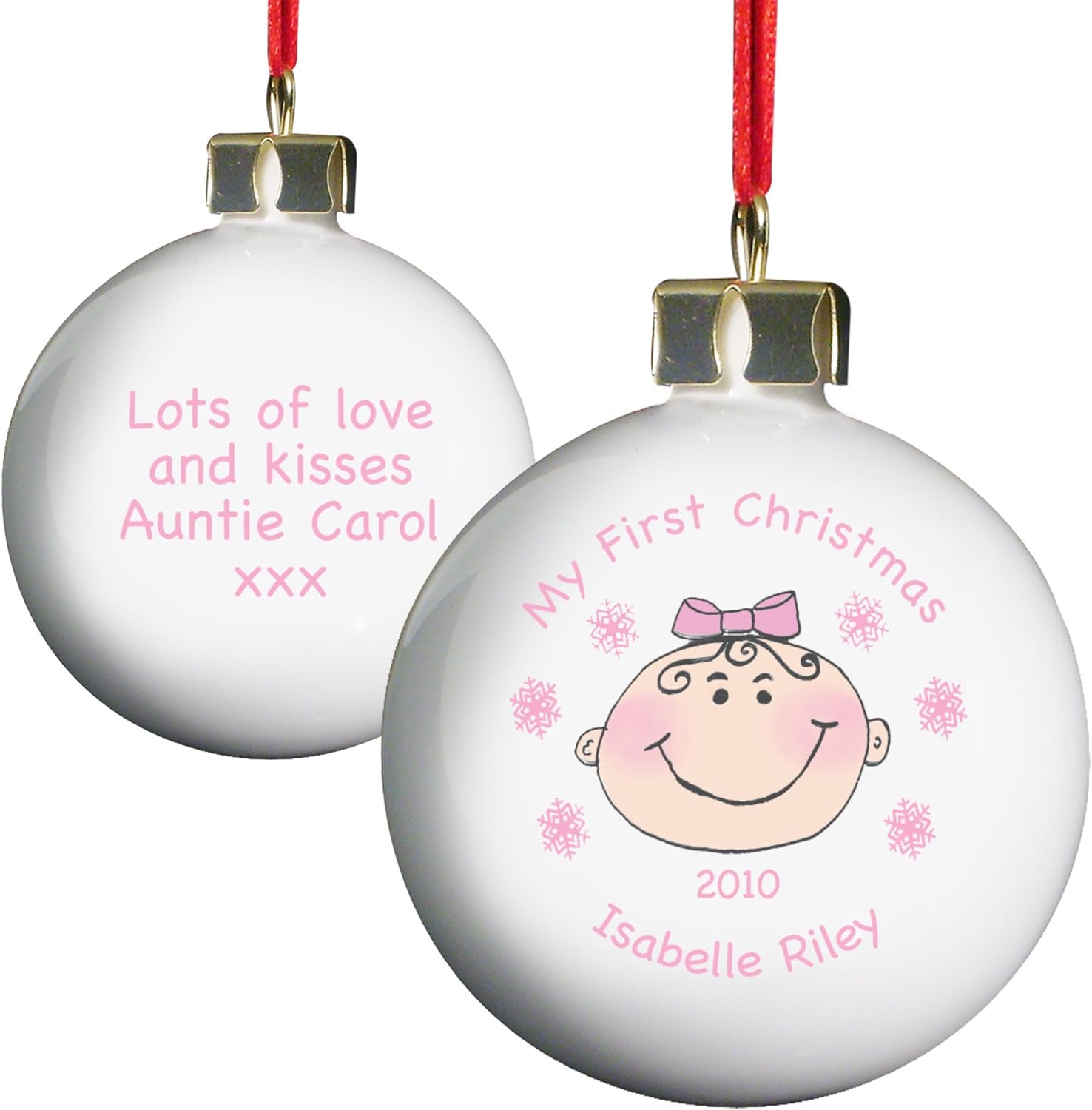 baby girl first christmas bauble