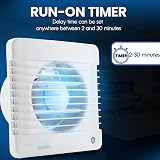 VENTS Silenta 100mm Bathroom Extractor Fan with Run-On Timer White view 3