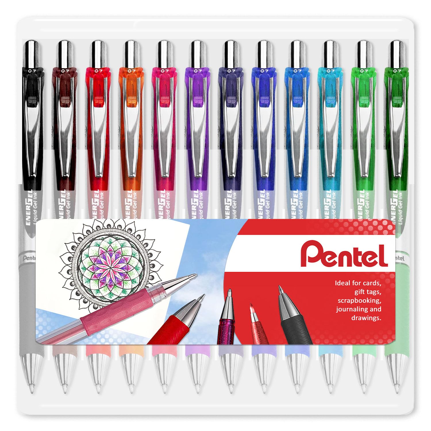 Pentel EnerGel XM BL77 - Retractable Liquid Gel Ink Pen - 0.7mm - 54% Recycled - Clam Pack Gift Set (Assorted 12) — image 1