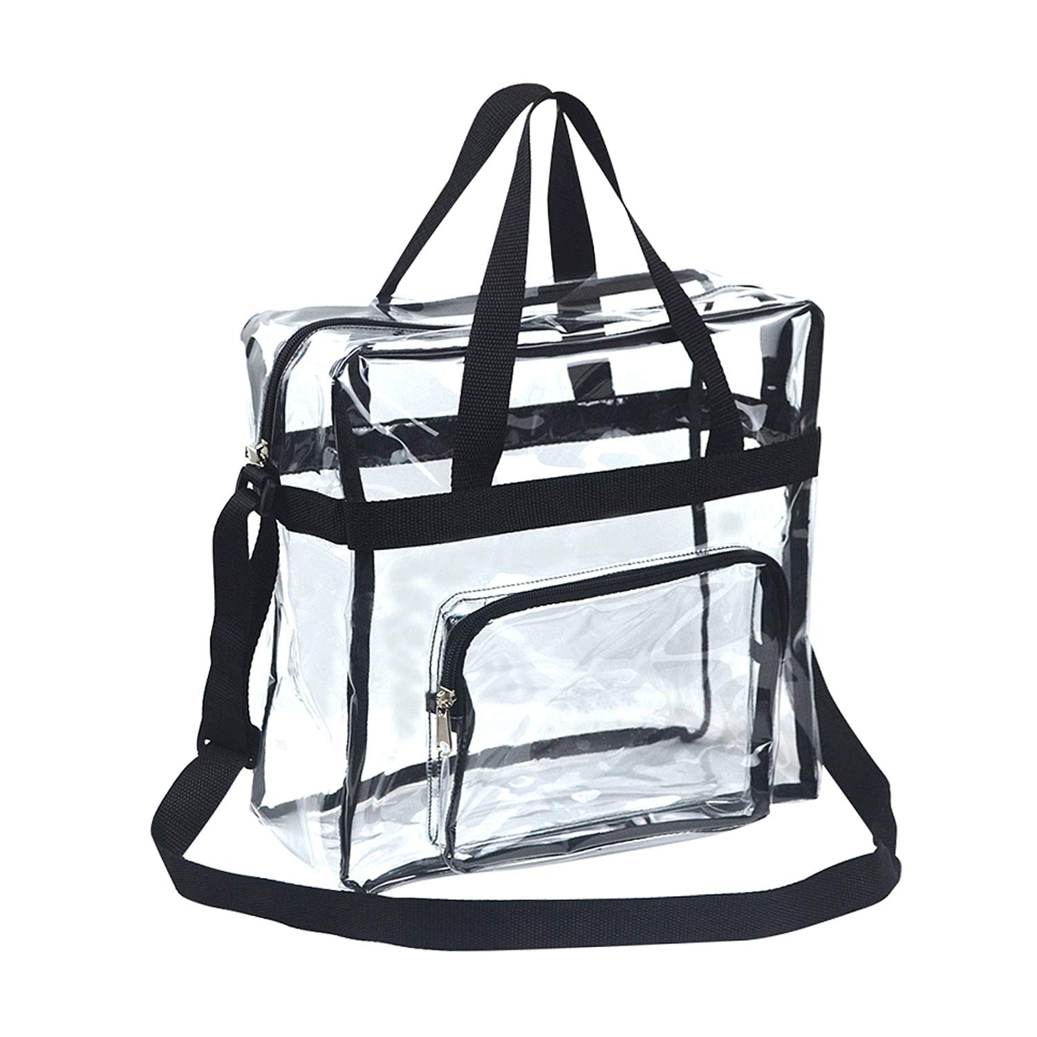 SARVERTIC Clear Tote Bag Transparent Large Toiletry Bag Clear Crossbody Bag with Adjustable Shoulder Strap and Zipper Closure, Perfect for Stadium, Work, Sports Games, Concert