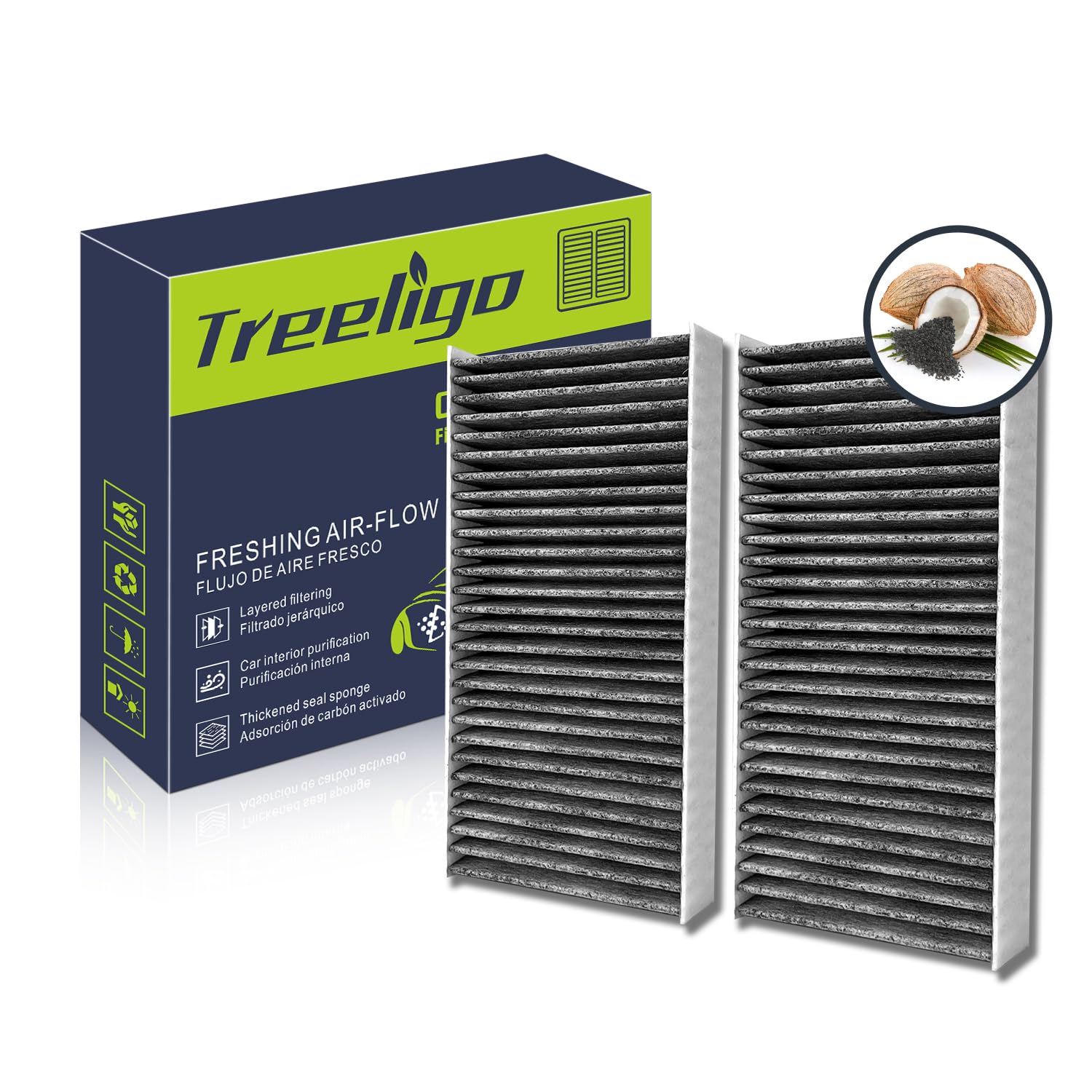 Photo 1 of Treeligo CF10135 Cabin Air Filter, Replacement for Civic 2001-2005 CR-V 2002-2006 EL 1997-2000 2002-2005 CSX 2006 RSX 2002-2006 Element 2003-2011, w/Upgraded Coconut Shell Activated Charcoal