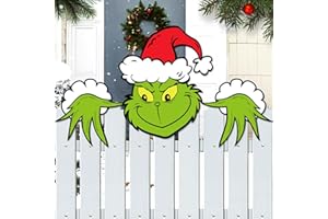 HANXIG 3 PCS Christmas Fence Peeker Decoration Xmas Yard Garden Signs Outdoor Decorations for Winter Holiday Wall Indoor Home Christmas Tree Topper Decor