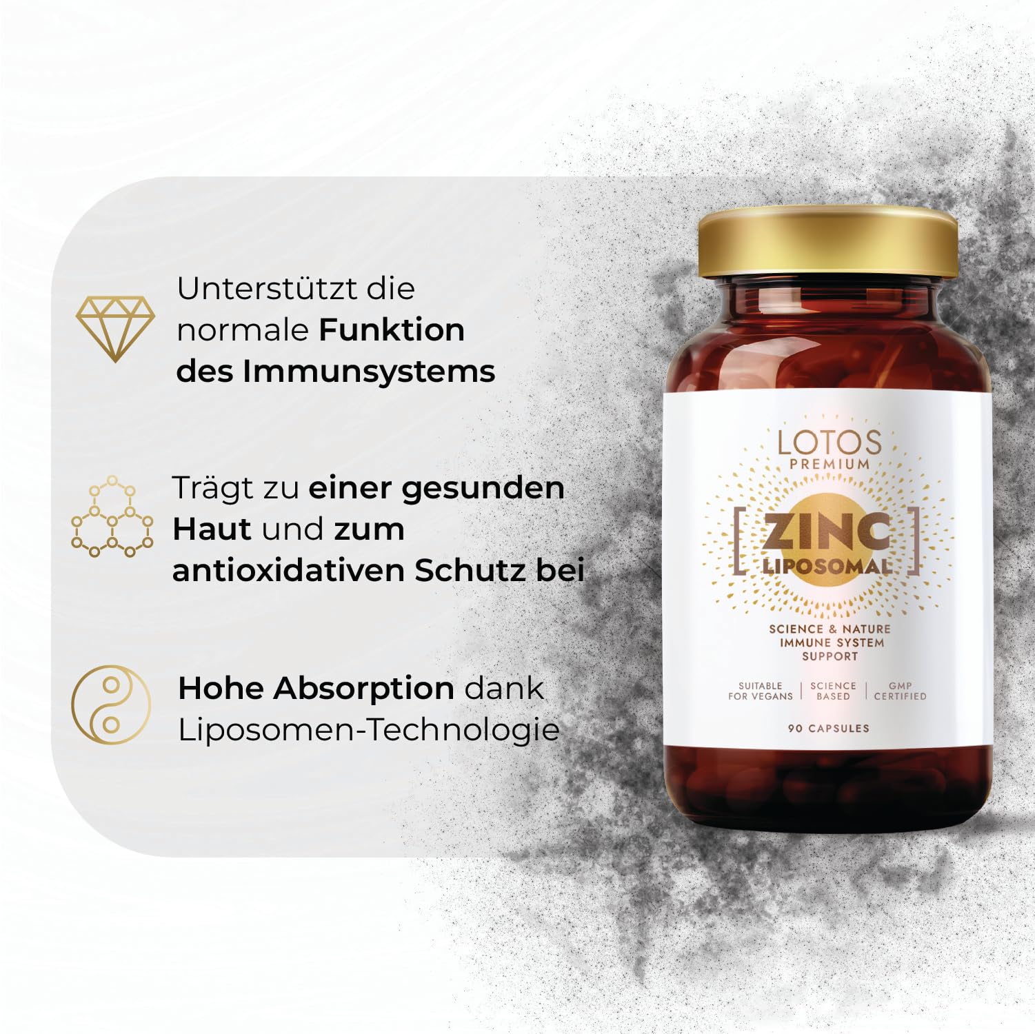 Zink Kapseln Hochdosiert 20 mg - Liposomales Zink mit Hoher Bioverfügbarkeit - Für Haut Haare Nägel & Immunsystem - Vegan - 90 Kapseln - GMP Qualität 2