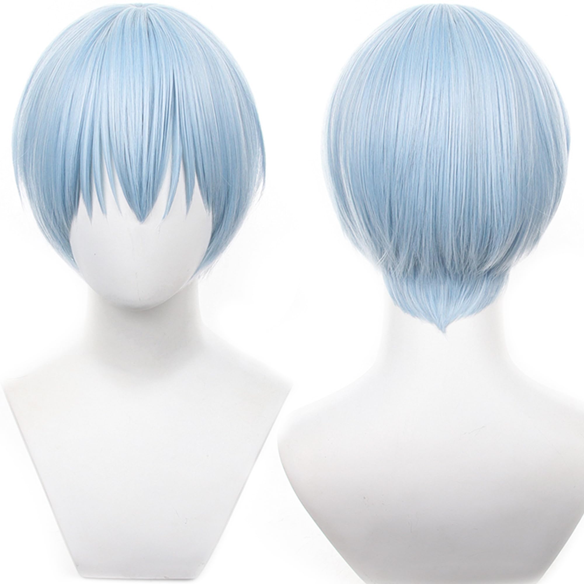 Ice Blue Cosplay Wig Bob With Bangs Short Straight Heat Resistant Synthetic Hair for Adult Women Man Halloween Cos Anime Party Replacement Wigs โ image 1