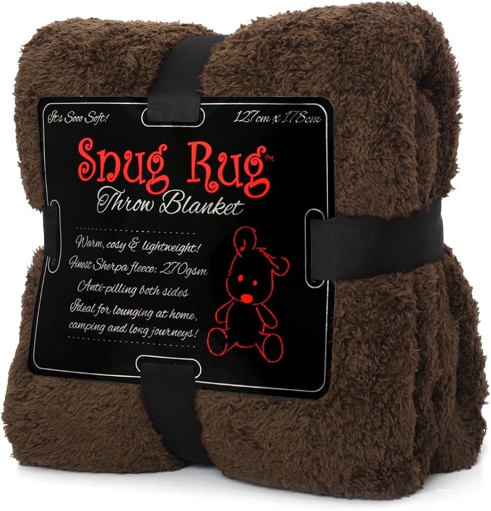 Snug Rug Sherpa Fleece Throw Blanket 127x178cm Chocolate Brown