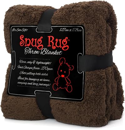 Snug Rug Sherpa Fleece Throw Blanket 127x178cm Chocolate Brown