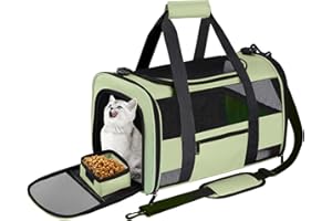 CUSSIOU Cat Carrier Pet Dog Carriers TSA Airline Approved for Puppies Kittens Under 15 lb, Collapsible Soft Sided Cat Dog Travel Carriers for Puppy and Kitten, Green