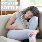Jsdoin 2L Hot Water Bottle with Faux Fur Cover Gray Leakproof UK view 5