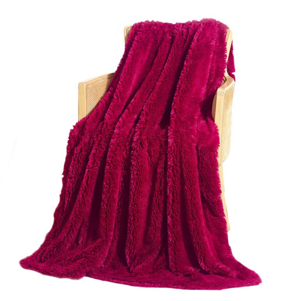 Livingston Home Faux Long Fur Throw Blanket 50"x60" 100 Acrylic