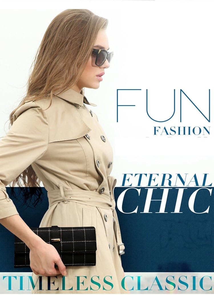 mac lawrence fashion leather girls women's wallet/clutch/purse/clutches (black)