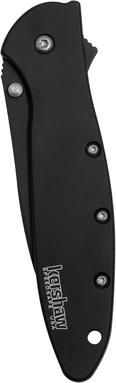 Kershaw Leek, Black Folding Knife (1660CKT); 3” 14C28N Sandvik Steel Blade, 410 Stainless Steel Handle, Both DLC-Coated; SpeedSafe Assisted Opening, Liner Lock, Tip Lock, Reversible Pocketclip; 3 OZ. : Folding Camping Knives : Sports & Outdoors