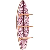 American Art Decor Kona Coast by Reyn Spooner Biscus Bounth Earth Red Surfboard Printed Wall Shelf - 13" x 35"