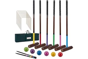 SpexDarxs 32’’ Six Player Croquet Sets, Croquette Set with Premium Wooden Mallets/Colored Balls/Wickets/Stakes/Carrying Bag, Outdoor Lawn Backyard Game for Teenager Adult Family