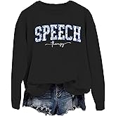 A AHHYESS Speech Therapy Sweatshirt for Women Funny Speech Therapy Hoodies for Men Language Pathologist Sweat Shirt