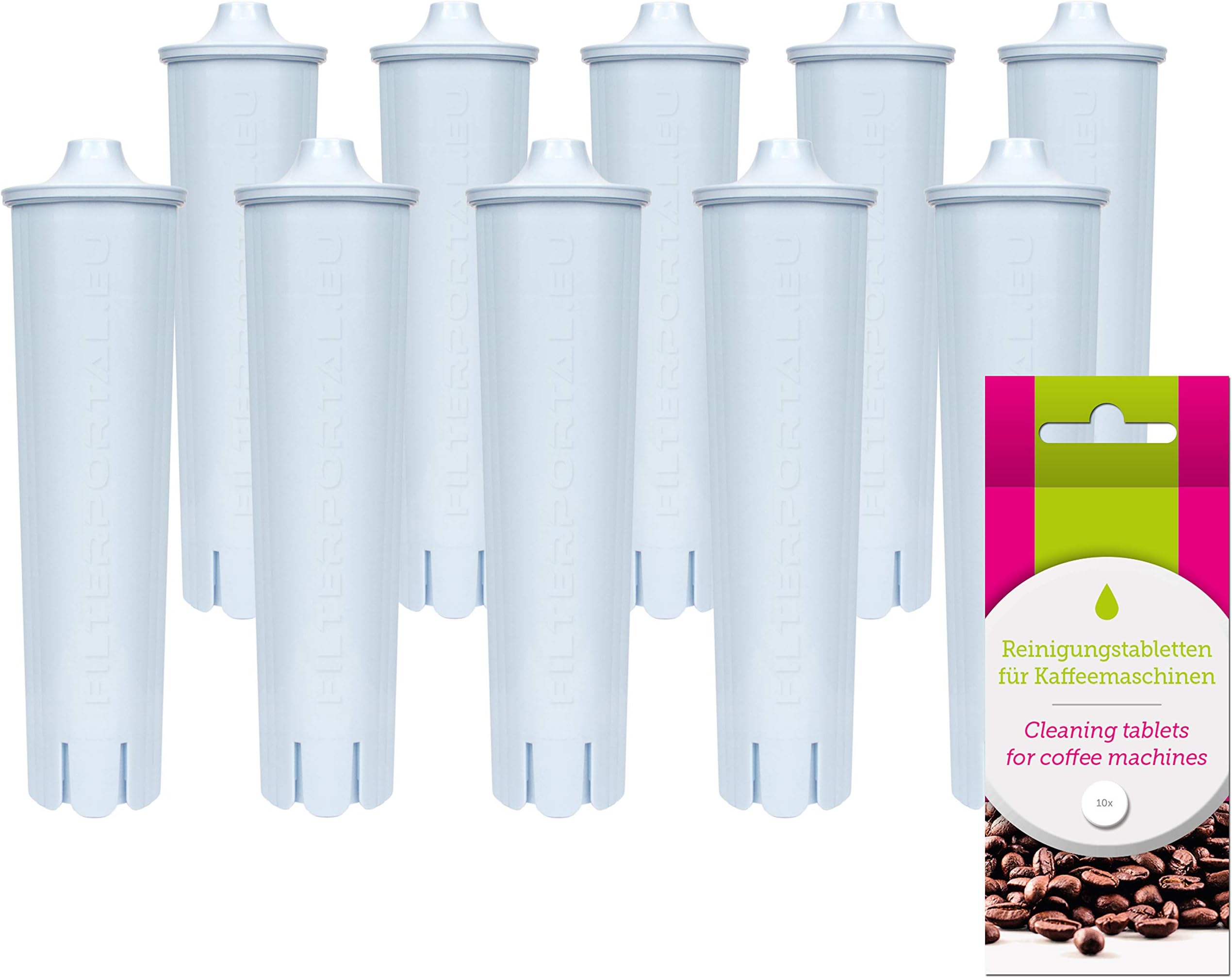 10 x Filter Cartridge Compatible with Jura Claris Blue Ena Impressa Giga Coffee Machine, Fully Automatic Coffee Machines, Including Cleaning Tablets, Pack of 10 Cleanings