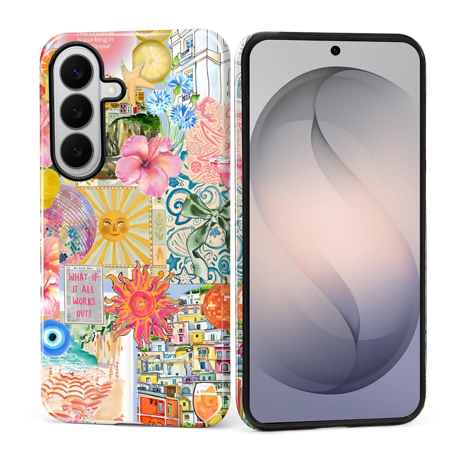 Akinmi Case for Samsung Galaxy S26+ Plus,Exquisitely Pattern Double Protective Phone Cover Cases Soft Silicone for Samsung Galaxy S26+ Plus-Coquette Passion European Coast Collage