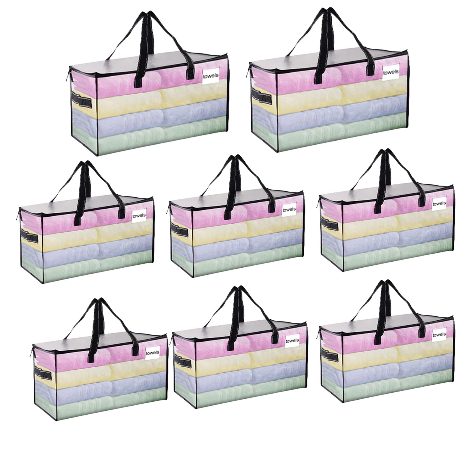 VENO 8 Pack Extra Large Moving Bags,Clothes Storage Bags for Blankets Bedding,Moving House Essentials,Waterproof Underbed Storage Packing Boxes,Laundry Bags Organiser (Clear, 8 Pack)