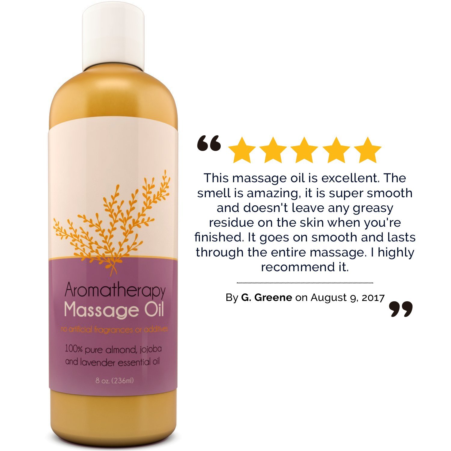 Aromatherapy Massage Oil for Massage Therapy with Pure Almond Oil for Skin Are Enhanced With Relaxing Lavender Essential Oil for Sleep and Wellness Natural Anti Cellulite Body Moisturizer : Beauty