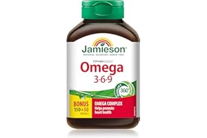 Jamieson Omega 3-6-9 Softgels, Bonus Size, with Fish Oil, Borage Oil, Flaxseed Oil, Providing EPA, DHA, and ALA. Supports Hea