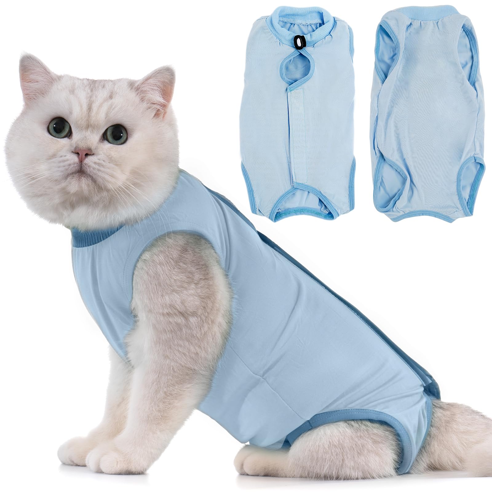 Photo 1 of Avont Cat Recovery Suit - Kitten Onesie for Cats After Surgery, Cone of Shame Alternative Surgical Spay Suit for Female Cat, Post-Surgery or Skin Diseases Protection -Blue(M)