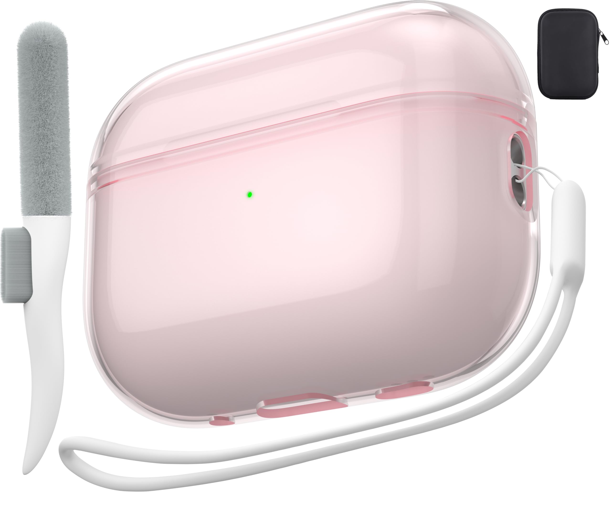Photo 1 of Valkit AirPods Pro 2nd Gen Case, Clear with Cleaner Kit, Soft TPU Material, Shockproof, Protective Cover for Charging Port, Portable Lanyard Included