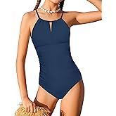 TyeSmo Girls Swimsuit One Piece Girls Bathing Suit Adjustable Straps Solid Modest Ruched Full Coverage Padded Swimwear 9-16y