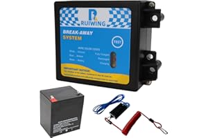 MADONGLI Trailer Brakes Break-Away Kit with Charger, Side Load Break-Away Controller System with Switch and LED Indicator, Built-in 12V 5AH Lead-Acid Battery, Suitable for Trailer Caravans