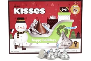 GALERIE 2024 Hershey Kisses Advent Calendar, 24-Day Countdown to Christmas with Candy, Individually Wrapped Pieces, 3.8 Ounces