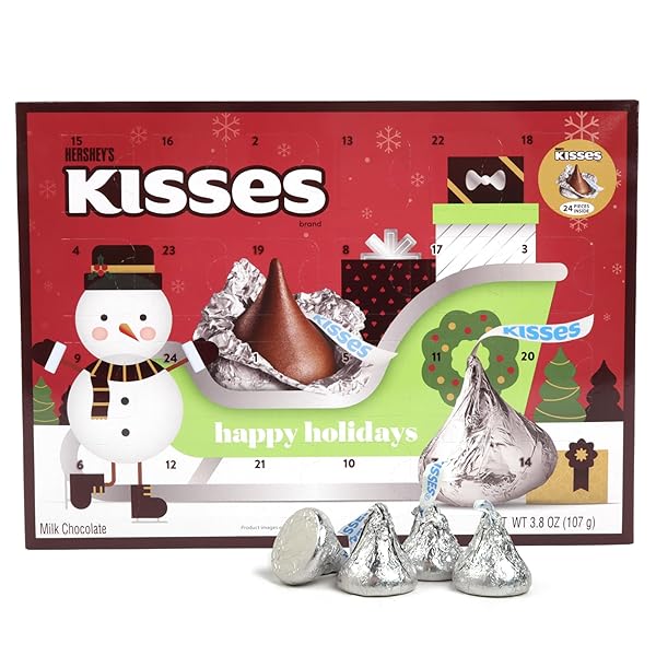 2024 HERSHEY KISSES ADVENT CALENDAR, 24-DAY COUNTDOWN TO CHRISTMAS WITH CANDY, INDIVIDUALLY WRAPPED PIECES, 3.8 OUNCES