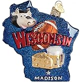 Old World Christmas State of Wisconsin Glass Blown Ornament for Christmas Tree, Handcrafted Holiday Decoration, State Collection