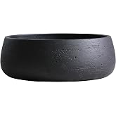 Olly &amp; Rose Copenhagen Large Ceramic Planter Bowl Shallow Plant Pot - Matt Black Flower Pot Indoor and Outdoor Garden D&eacute;cor&hellip;
