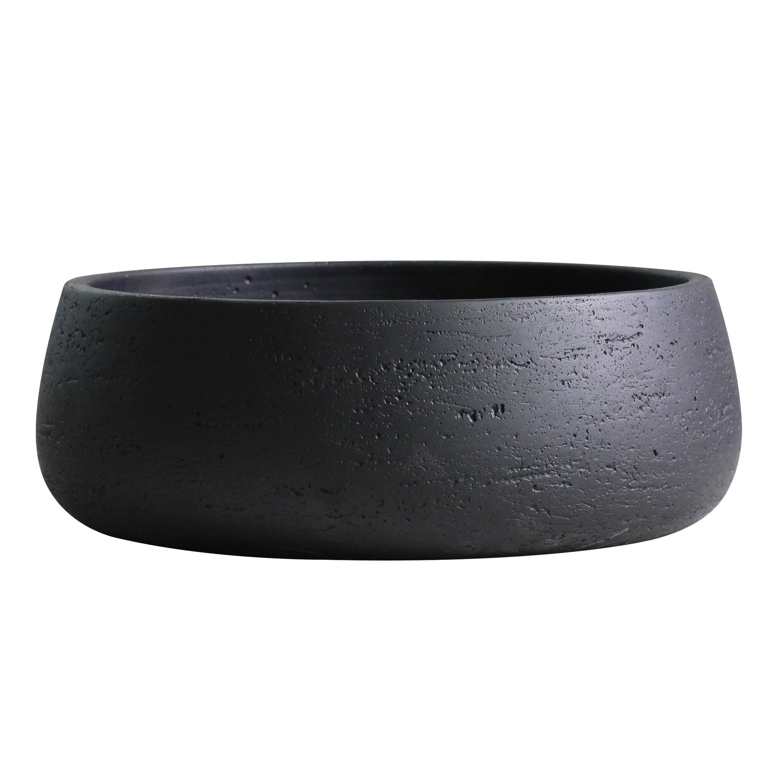 Photo 1 of Olly & Rose Copenhagen Large Ceramic Planter Bowl Shallow Plant Pot - Matt Black Flower Pot Indoor and Outdoor Garden Décor…