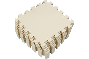 Yostrong® 18 Tiles Interlocking Puzzle Foam Baby Play Mat for Playing - EVA Babies Crawling Mat | Rubber Floor Work Out Mats for Home Gym. Beige. YOC-Jb18N