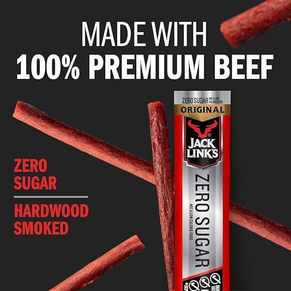 JACK LINK’S ORIGINAL ZERO SUGAR BEEF STICKS – (20 PACK) 0.92 OZ MEAT STICKS – READY TO EAT PROTEIN SNACKS – 5G PROTEIN PER SERVING – MADE WITH 100% REAL BEEF