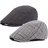 Qunson 2 Pack Men's Cotton Flat Cap Ivy Gatsby Newsboy Hat