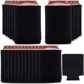 LUCKIPLUS Black Beer Can Coolers Neoprene Can Sleeves Collapsible Insulated Coolers Bulk 12 Packs, 25 Packs (50, Black)