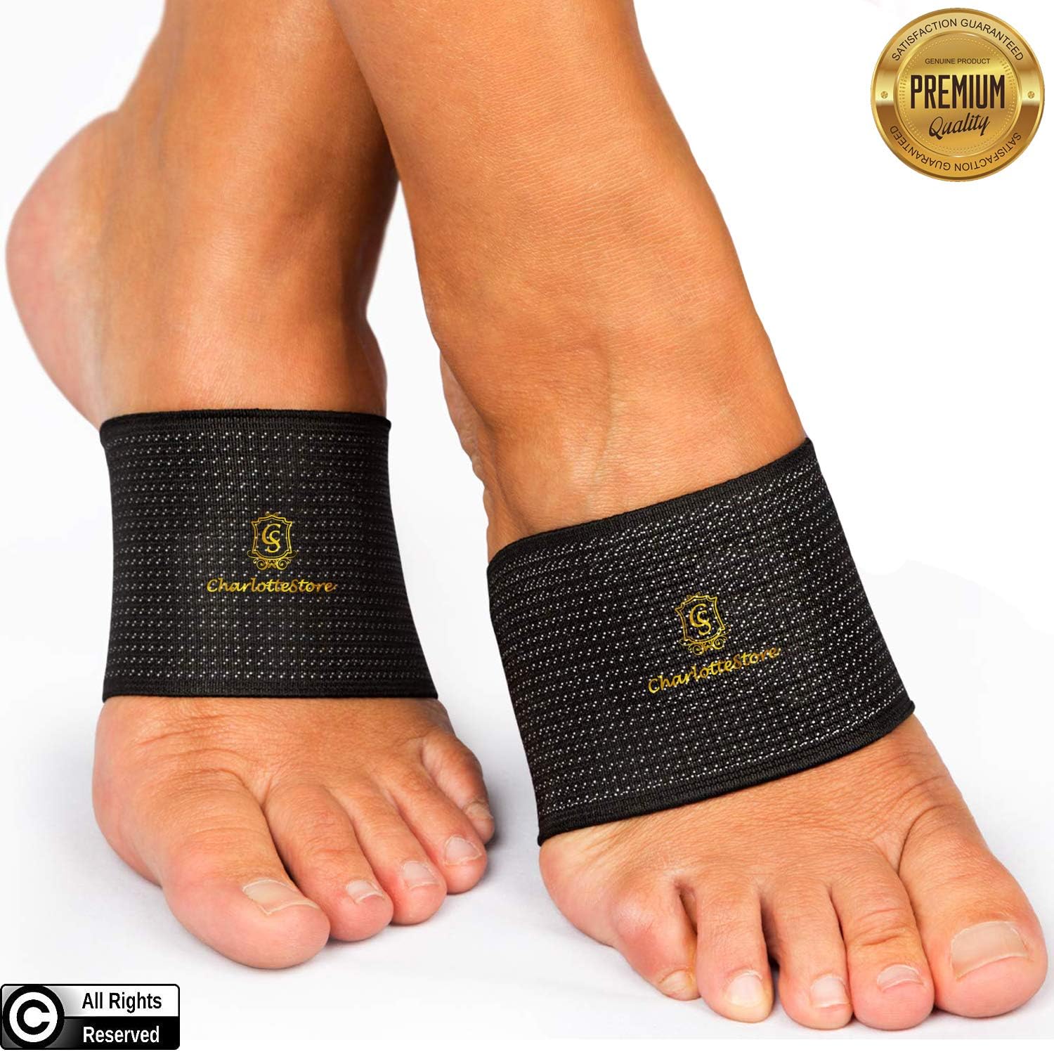 Arch Support Plantar Fasciitis | Copper Compression Inserts Sleeves Men Women Heel Pain Relief Cushioned Foot Fallen Arches Achy Feet Problems (Copper)
