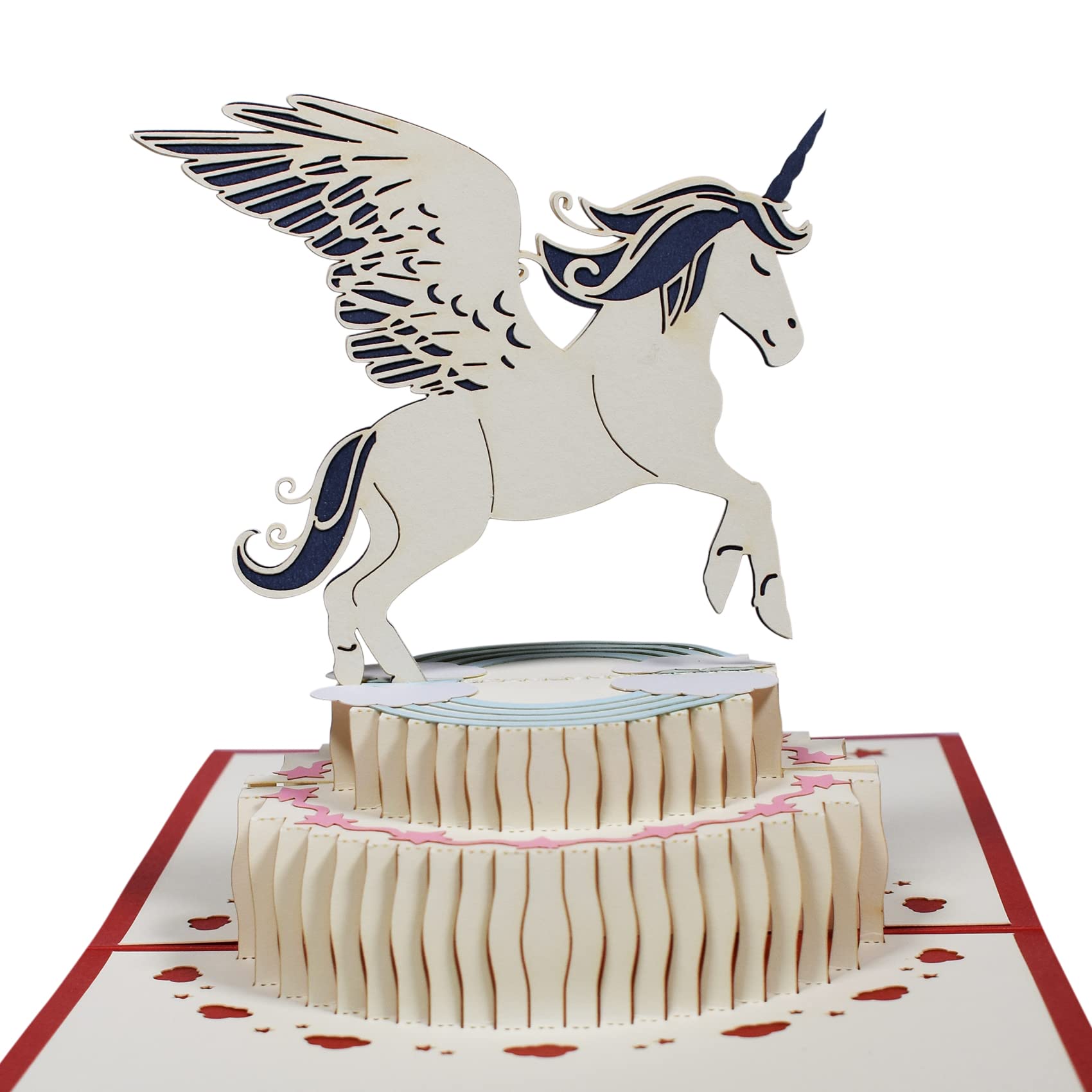 Magic Ants - 3D Pop Up Greeting Card - Unicorn Design - Perfect for Birthday, Invitation, Baby Shower, Kids and Newborn - Red