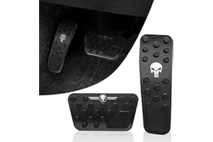neynavy 2 PCS Aluminum Alloy Brake Gas Pedal Pads, Skull Design Anti-Slip Aluminum No Drilling Accelerator Pedal Covers for for Dodge Challenger Charger Chrysler 300 300C (Black)