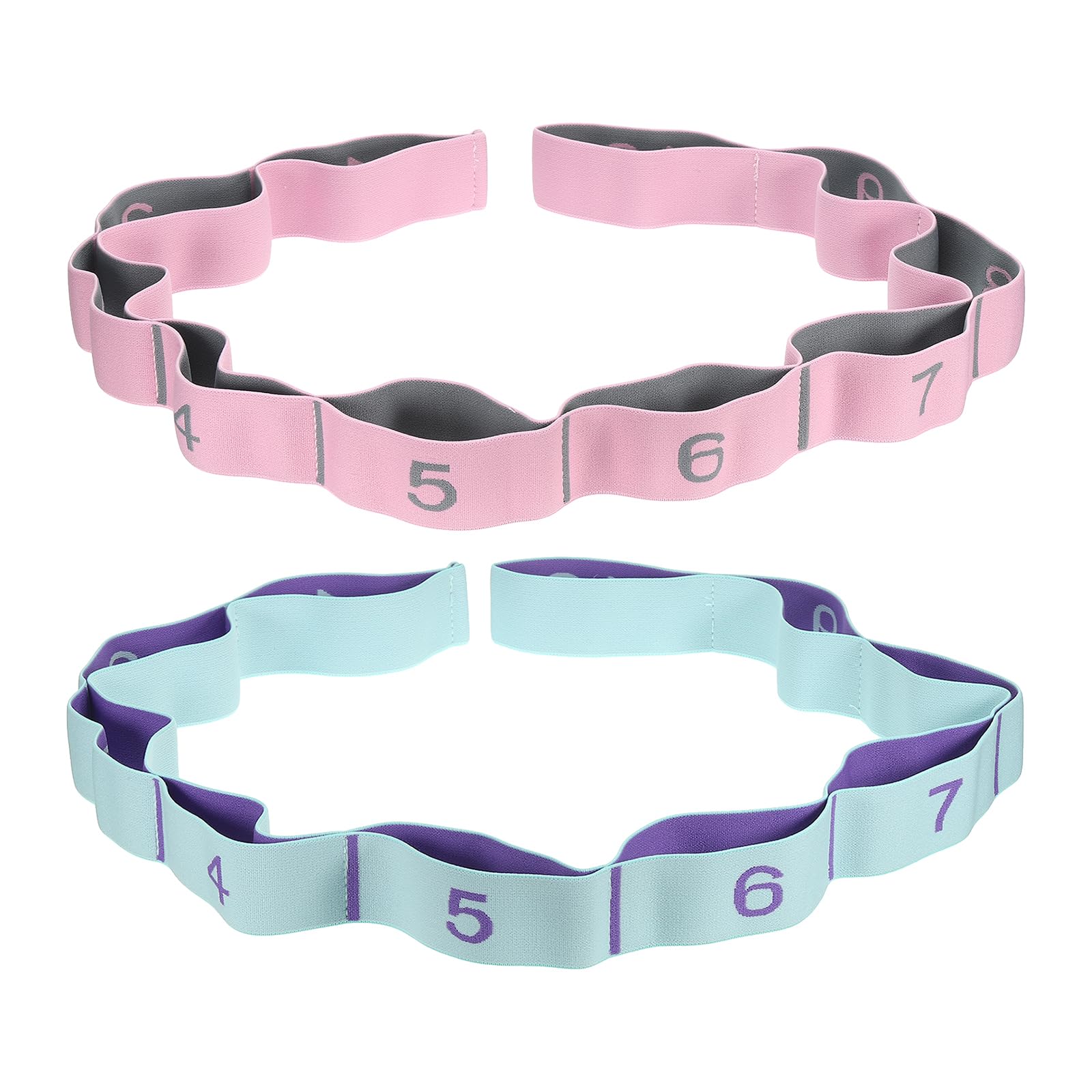 PATIKIL Exercise Bands, 49.2 Inch 2 Pcs Yoga Stretching Strap Latin Elastic Bands for Physical Dance Stretch Pilates Resistance Bands for Working Out, Light Pink/Peacock Blue